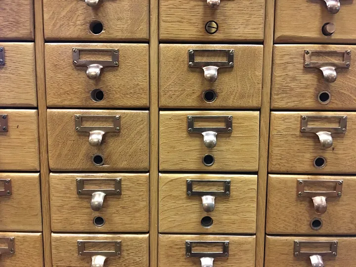 Original photo: A library card catalog cabinet